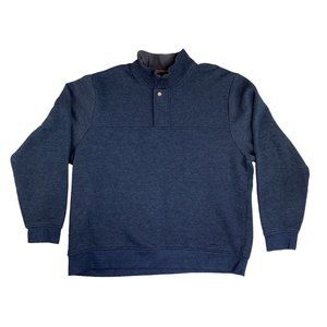 Orvis Signature Collection Fleece Pullover Sweater 1/4 Zip & Snap Mens XXL Blue